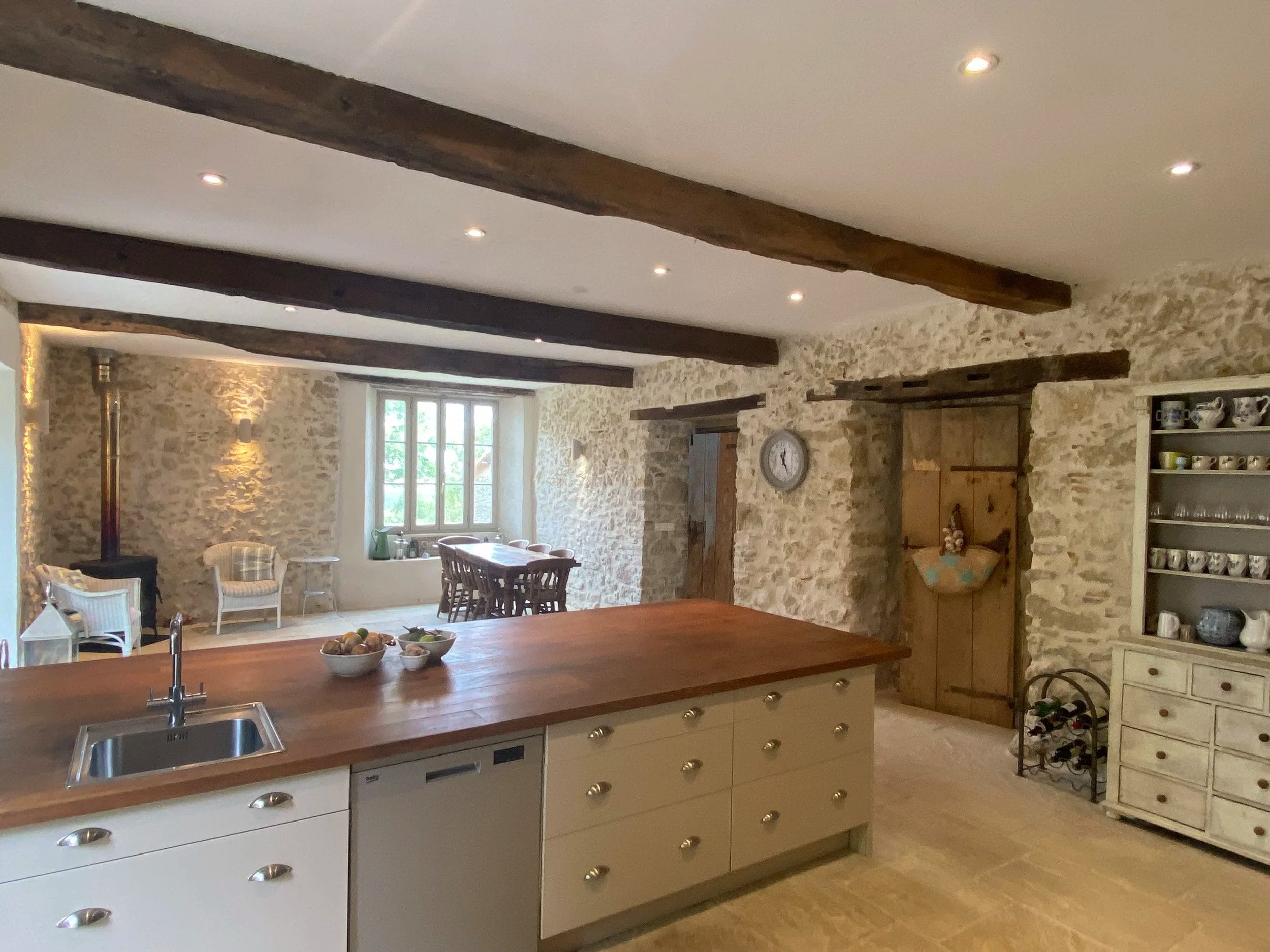 A beautifully designed kitchen in a French chateaux